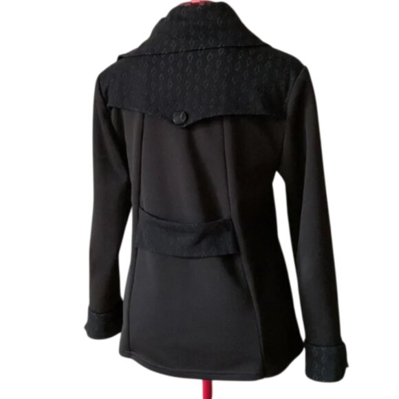 VOYOU - Jacket with a large falling collar double-breasted Black - Small - Picture 3 of 9